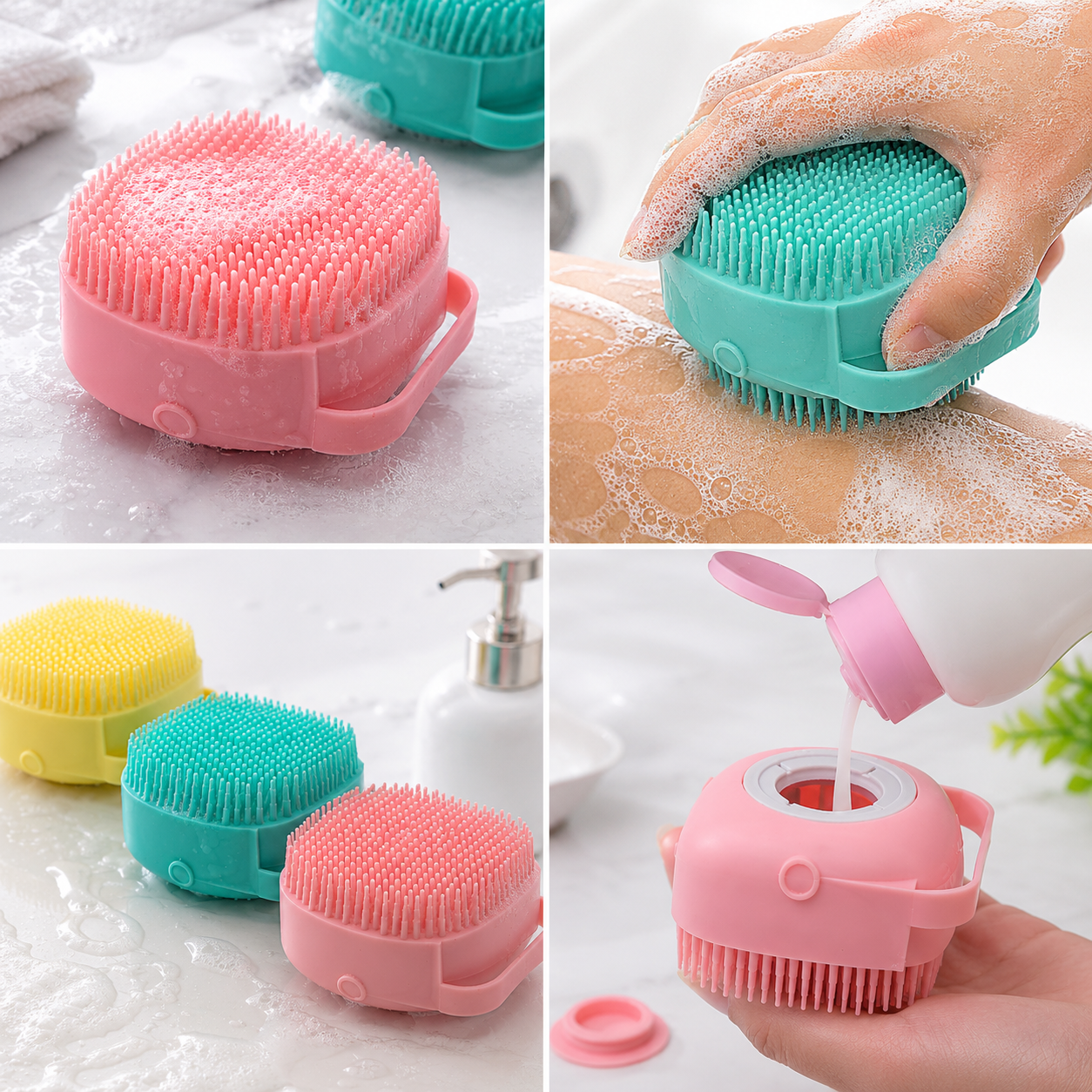 Premium Silicone Bath Scrubber Combo – Deep Cleansing & Body Massage Set