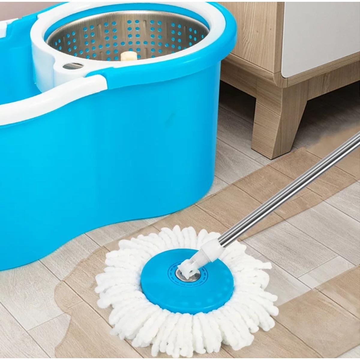 Easy Spin Magical Mop Set with Steel Bucket | 360° Rotating Microfiber Floor Cleaning System