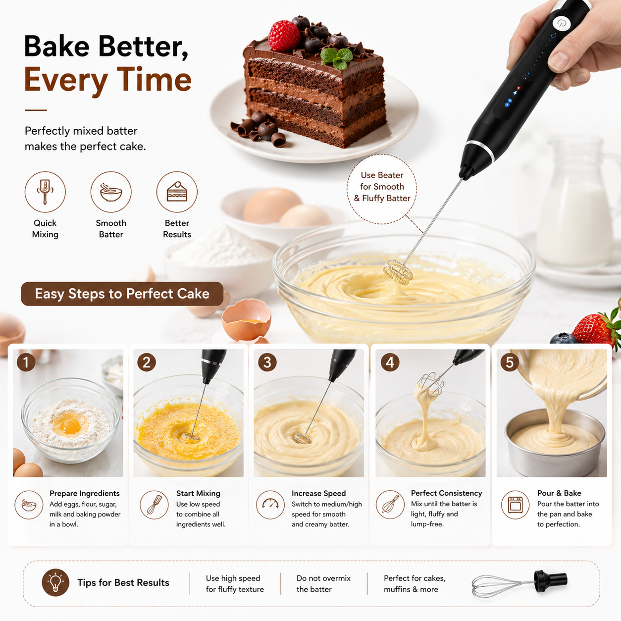 2 in 1 Electric Coffee Beater & Milk Frother – USB Rechargeable