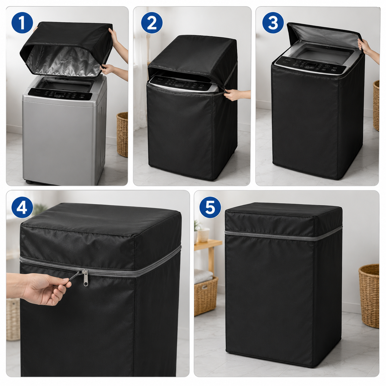 Premium Waterproof Washing Machine Cover | High-Quality Parachute Fabric | Dust & Scratch Protection