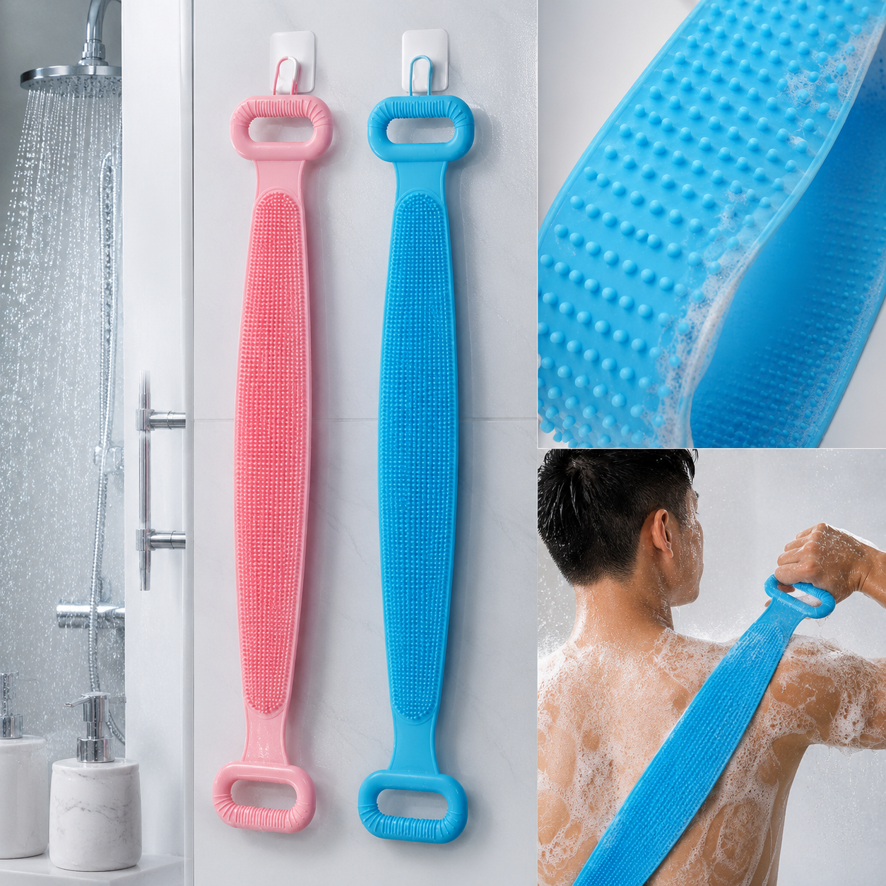 Premium Silicone Bath Scrubber Combo – Deep Cleansing & Body Massage Set