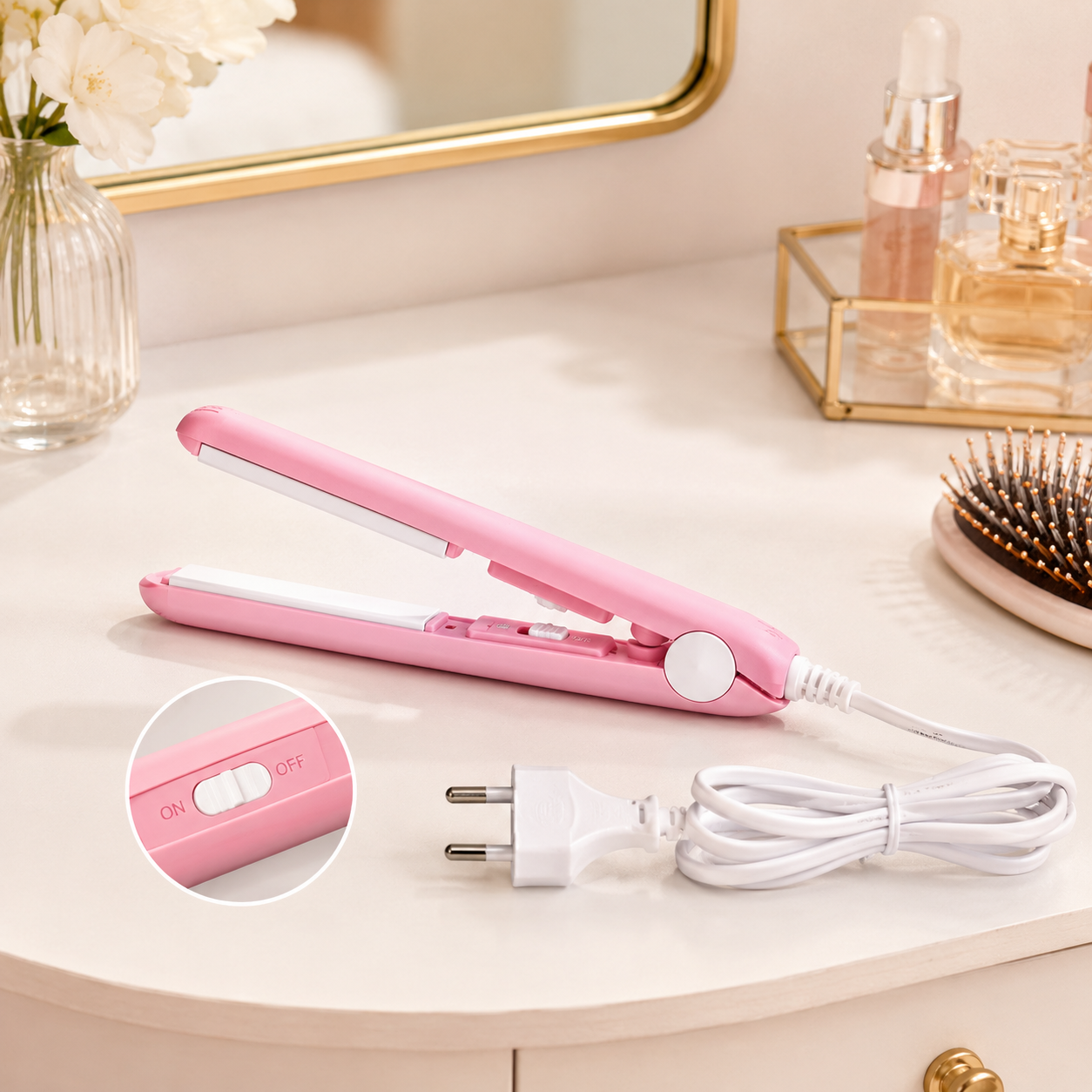 2-in-1 Mini Hair Straightener & Curler – Portable Ceramic Hair Styling Tool