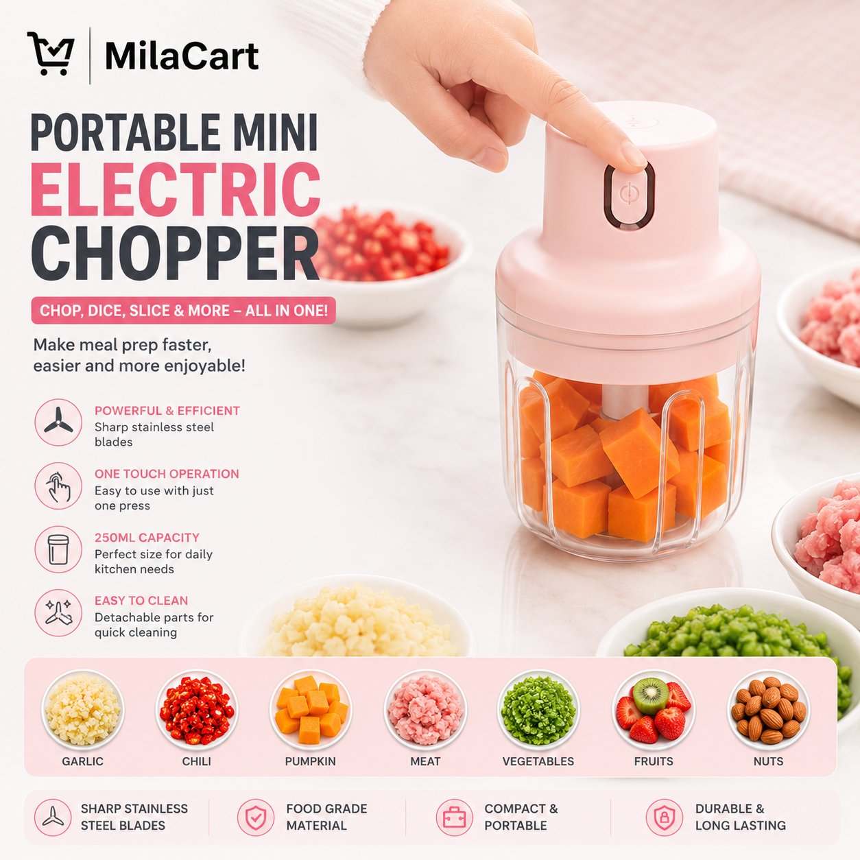 Portable Mini Electric Chopper