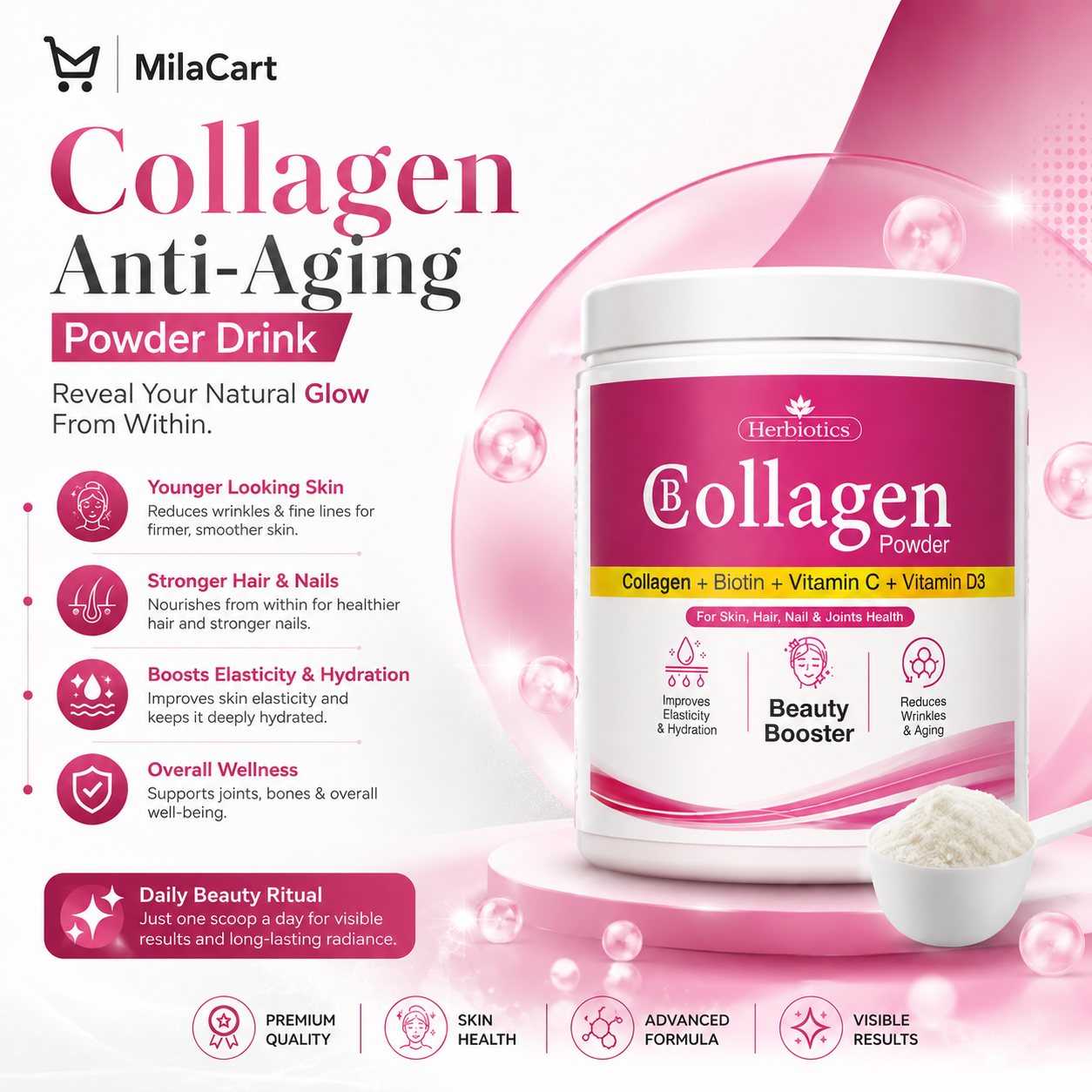 Premium Collagen Beauty Booster | Anti-Aging Powder for Skin, Hair, Nails & Joint Health