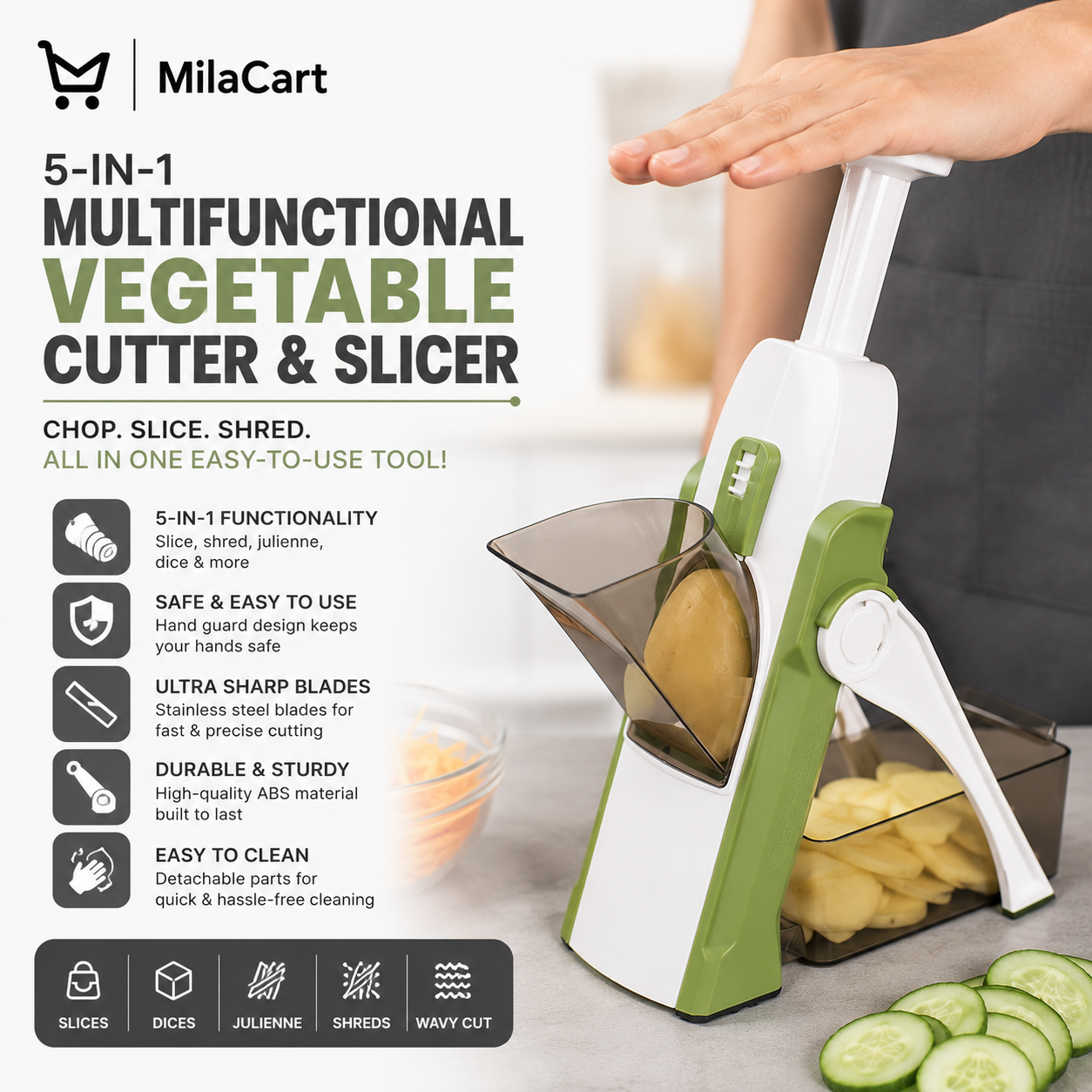 5-in-1 Multifunctional Vegetable Cutter and Slicer