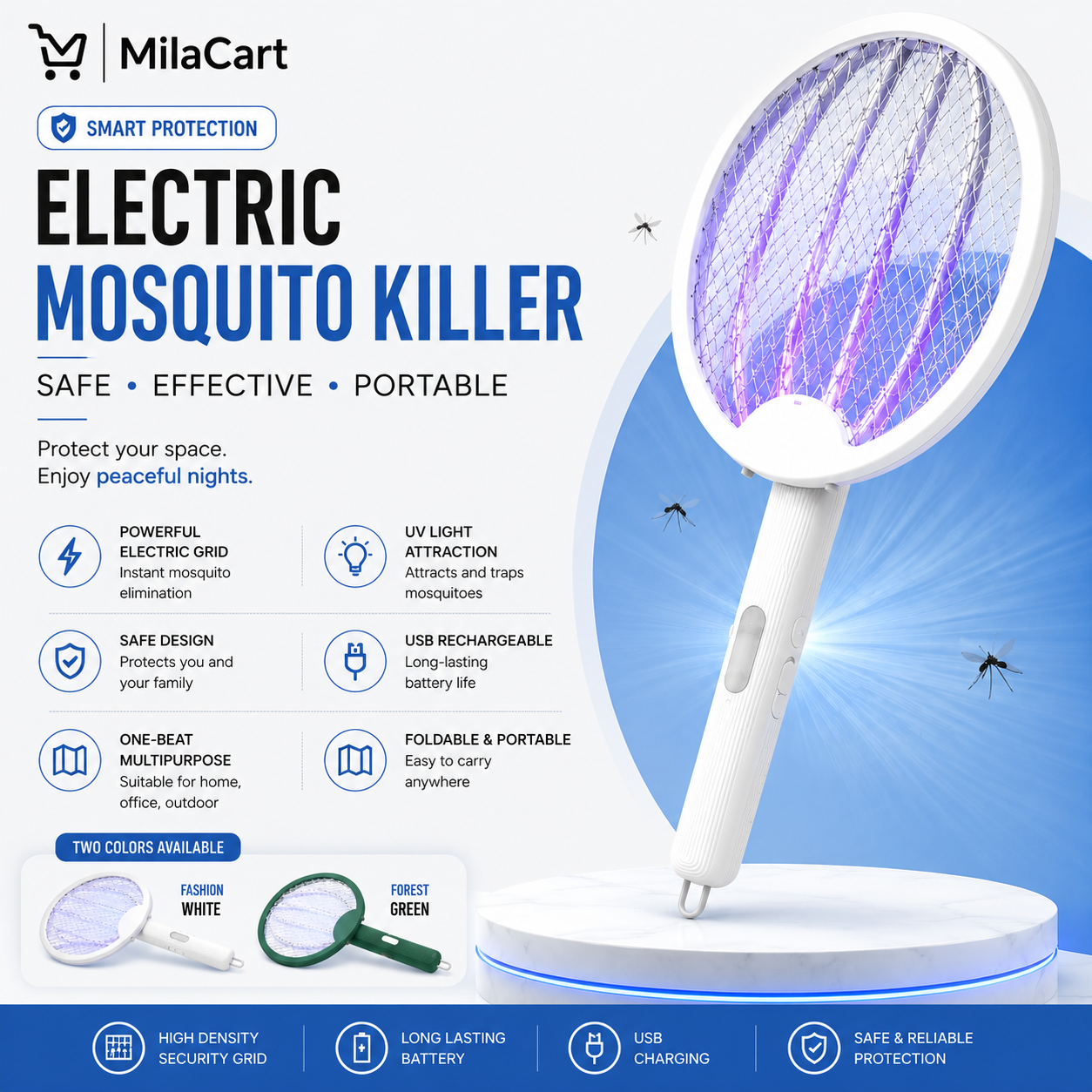 Foldable Electric Mosquito Killer with Light