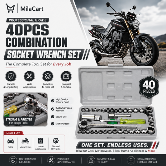 40PCS Premium Combination Socket Wrench Set – Complete Repair Tool Kit