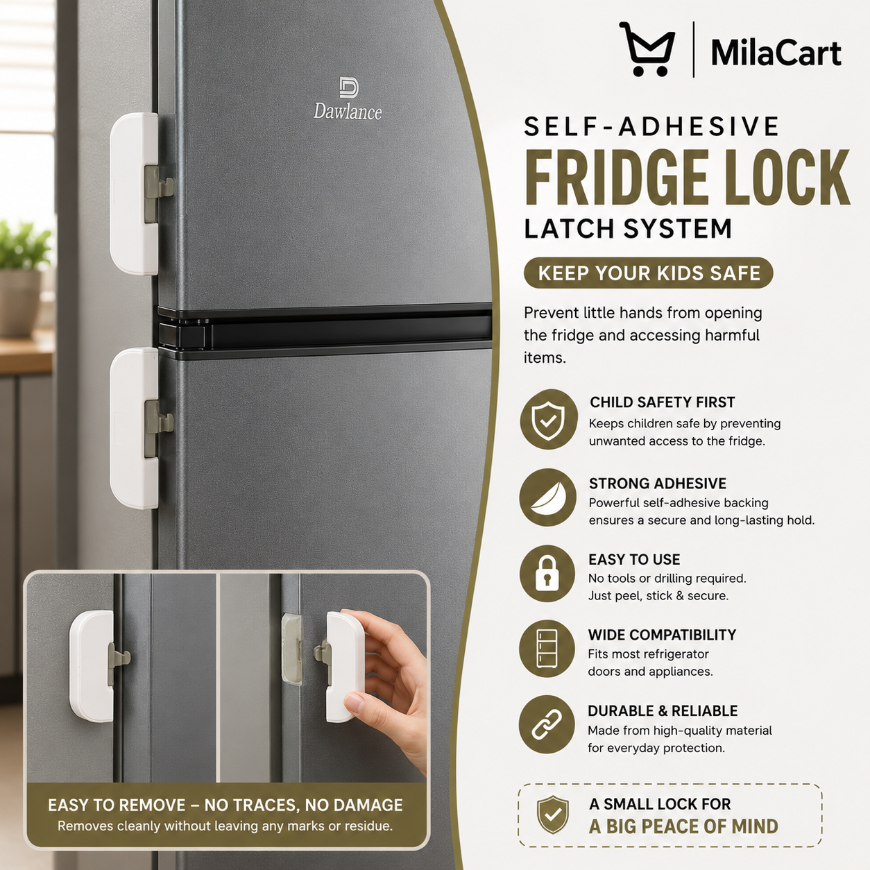 Self-Adhesive Fridge Lock Latch System